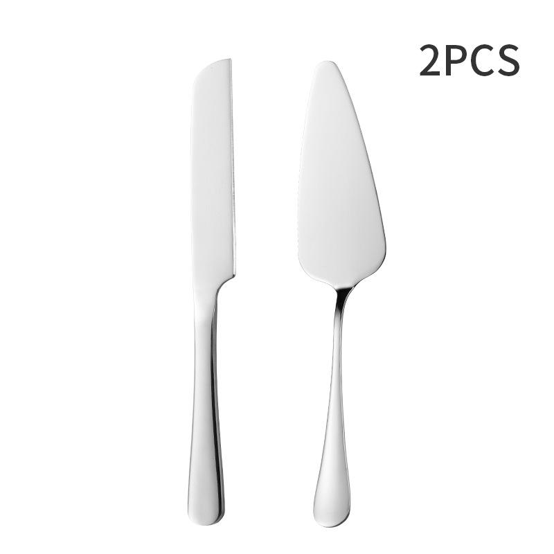 Stainless Steel Cake and Bread Knife with Long Handle Spatula and Fruit Fork for Weddings and Banquets
