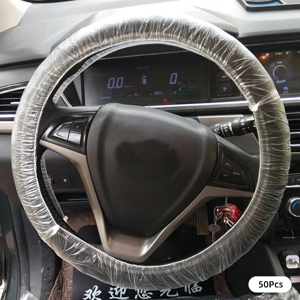 50 шт. одноразовые чехлы для автомобильных сидений из пластика, противообрастающие, водонепроницаемые, пылезащитные чехлы для подушек сидений, принадлежности для салона автомобиля