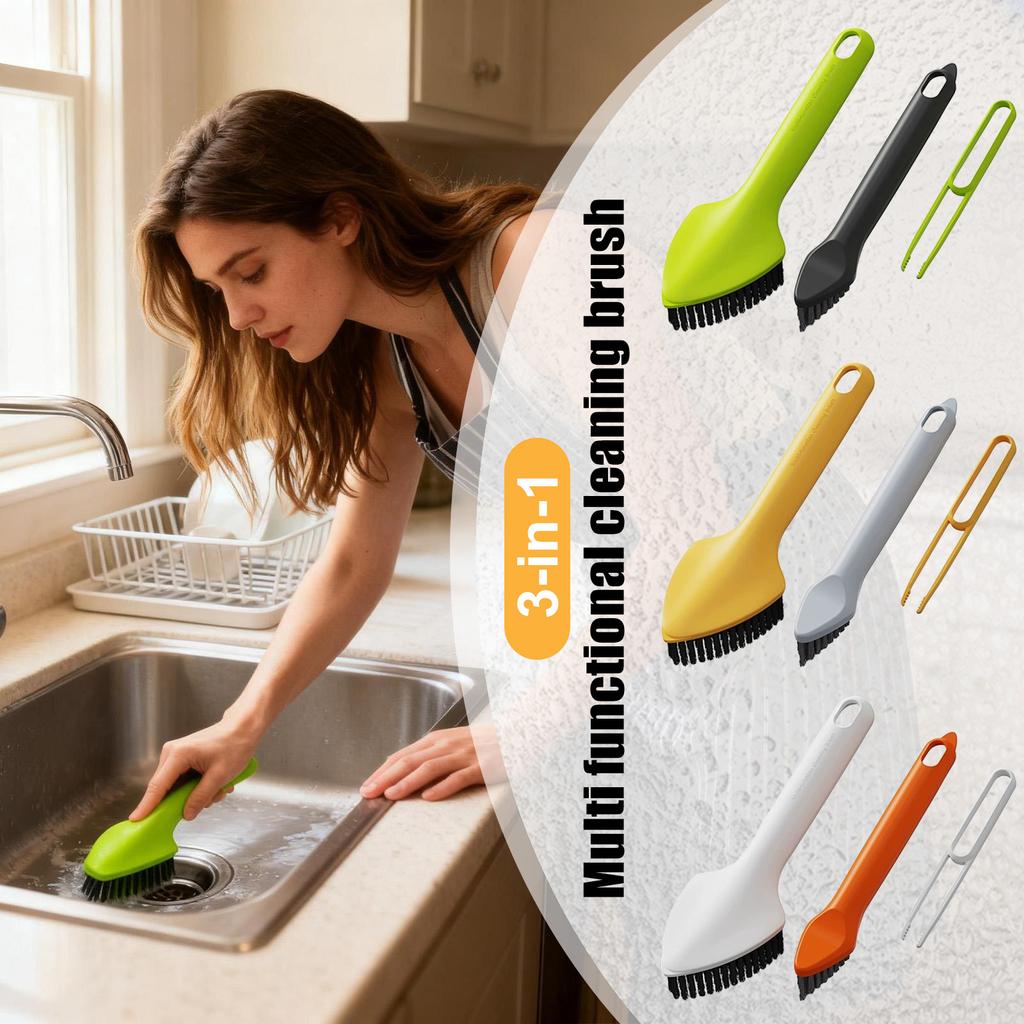 Scrub Brush, Cleaning Brush Set, Multifunctional Scrub Brush With Handle, Household Cleaning Brush For Cleaning Bathroom, Shower, Tile, Kitchen, Floor