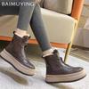 Ботильоны женские на меховой платформе на плоской подошве, модные кожаные туфли для женщин 2025 года, тренд зимы, новые дизайнерские повседневные ботинки в стиле панк для прогулок, женские