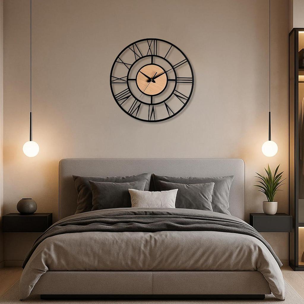 40 cm / Modern Metal Wall Clock for Living Room | Antique Silent Wall Watch for Bedroom, Drawing Room, Office, Kitchen, House and Hall