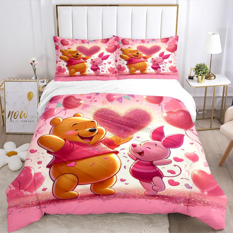 Piglet Winnie Pooh Celebrate Love Print 3Pcs Bedding Setduvet Cover With 2 Bedropillowcase Home Birthday Gift
