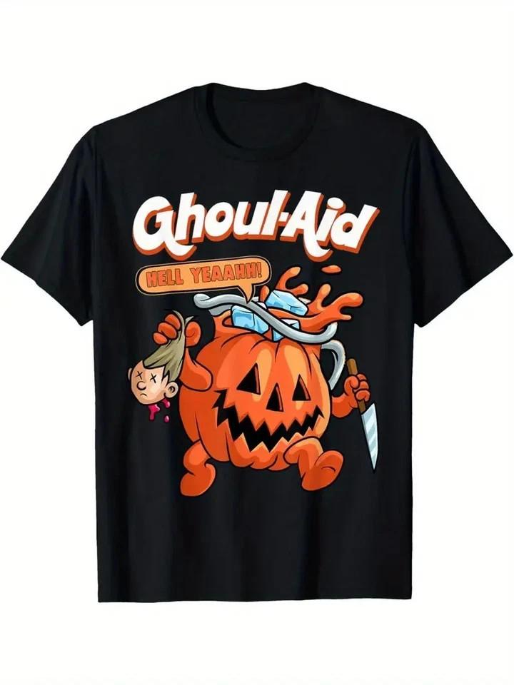 Men's Halloween Ghoul Aid Pumpkin Graphic Short Sleeve Cre Unisex T-Shirt