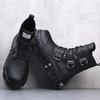 Мужская обувь Тяжелый крафт Металл Панк Платформа Хай-стрит Локомотив Ботинки Мартин Кожаные Мужские Ботинки Прилив