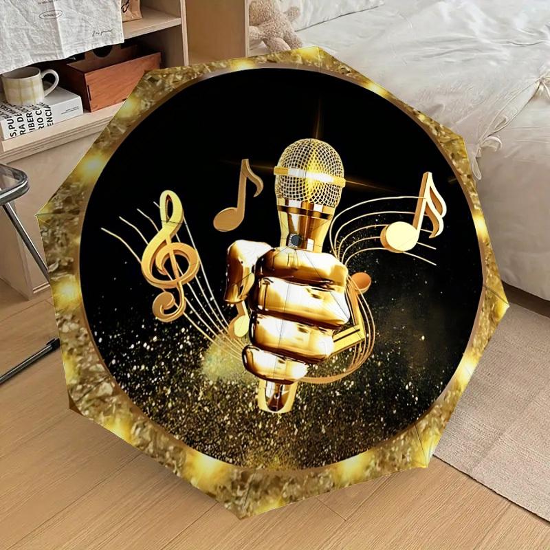 1PC Music Microphone Umbrella-8-Rib Reinforced, Automatic Open, Lightweight & Durable, Cute Fashion Accessory for Outdoor-W182