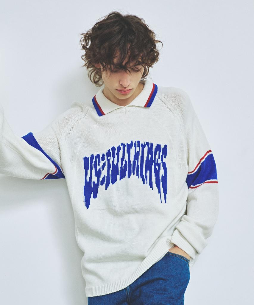 Вязаный воротник-стойка в стиле varsity с жаккардовым узором, цвет внебелый
