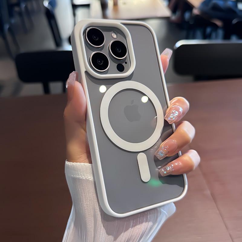 Роскошный чехол MagSafe с магнитной беспроводной зарядкой для iPhone 16, 15, 14 Plus, 13, 12 Max, мягкий прозрачный бампер.