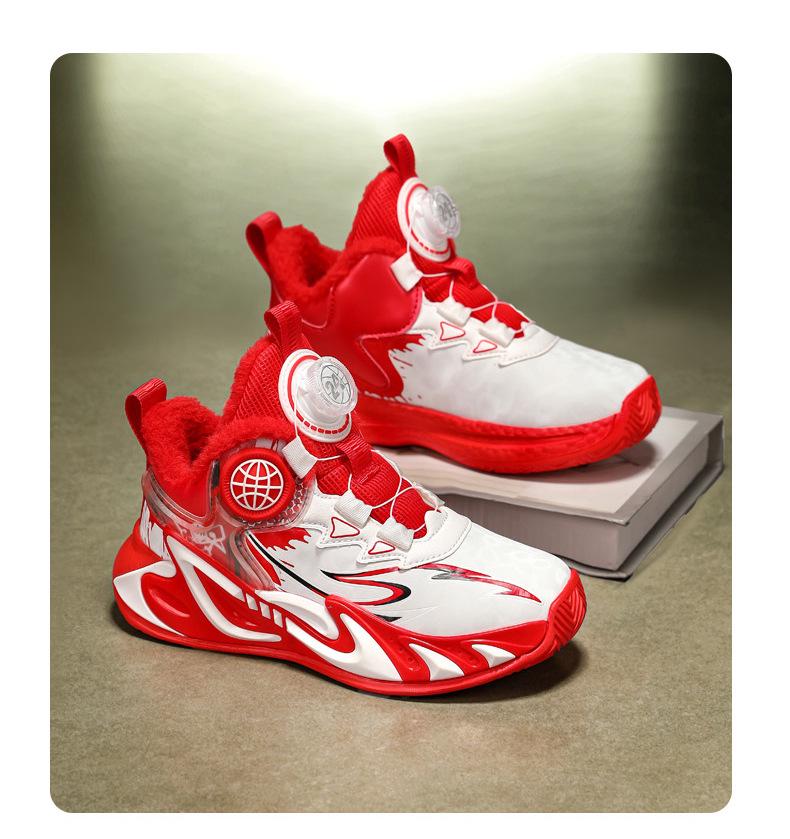 Зимние спортивные кроссовки для мальчиков Nezha 2025: Нескользящие баскетбольные кроссовки с бархатной подкладкой