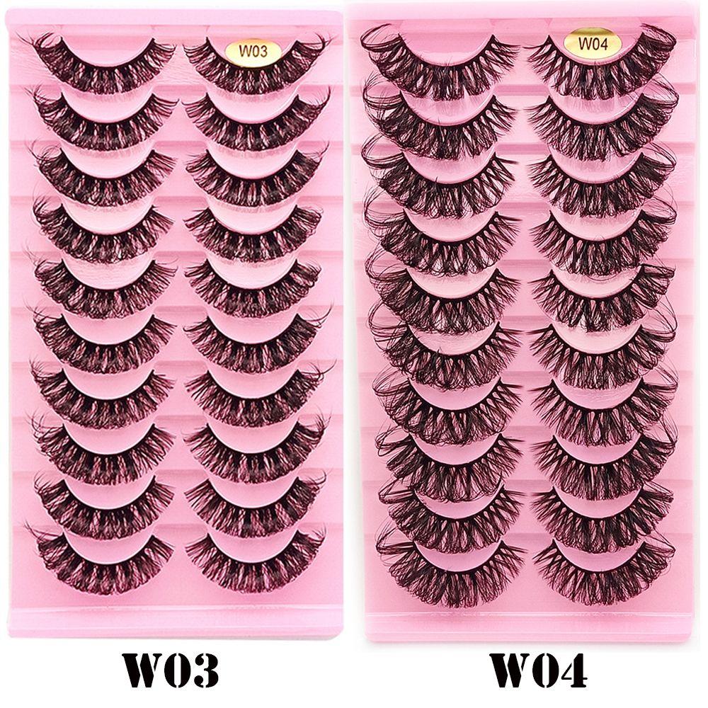 10 Pairs Eye Lashes Natural Long Wispy Volume DD Curl False Eyelashes Russia Volume Faux Mink