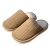 Light Luxury Striped Cotton Slippers Autumn and Winter Indoor Home Velvet Warm Couple Floor Waterproof and Non-slip Slippers