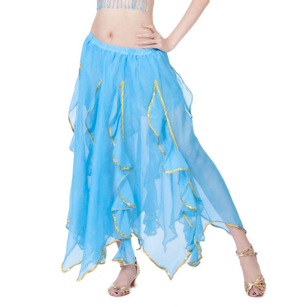 Женская блестящая юбка-солнце, юбка для танцев, юбка для танца живота, испанская юбка, костюмы для выступлений