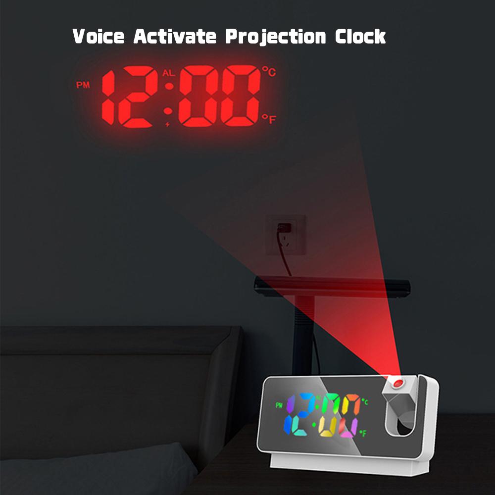Projection Alarm Clock Digital Clock with 180 Degrees Rotatable Projector Clear Colorful Large LED Display