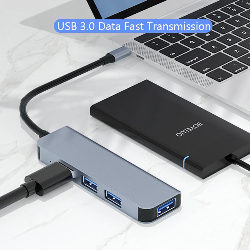 VAORLO USB C HUB 4 в 1, адаптер-док-станция типа C к USB 3.0 для Macbook Pro iPad Air HUAWEI Mate 40 30, разветвитель USB-C 3.1, порт OTG HUB