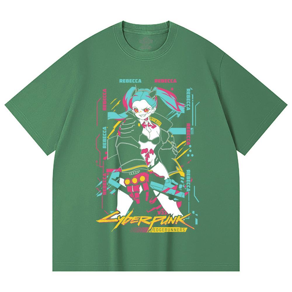 230 Gsm 100% Cotton Cyberpunk Edgerunners V2 Rebecca Print Unisex Heavy Cotton T Shirt