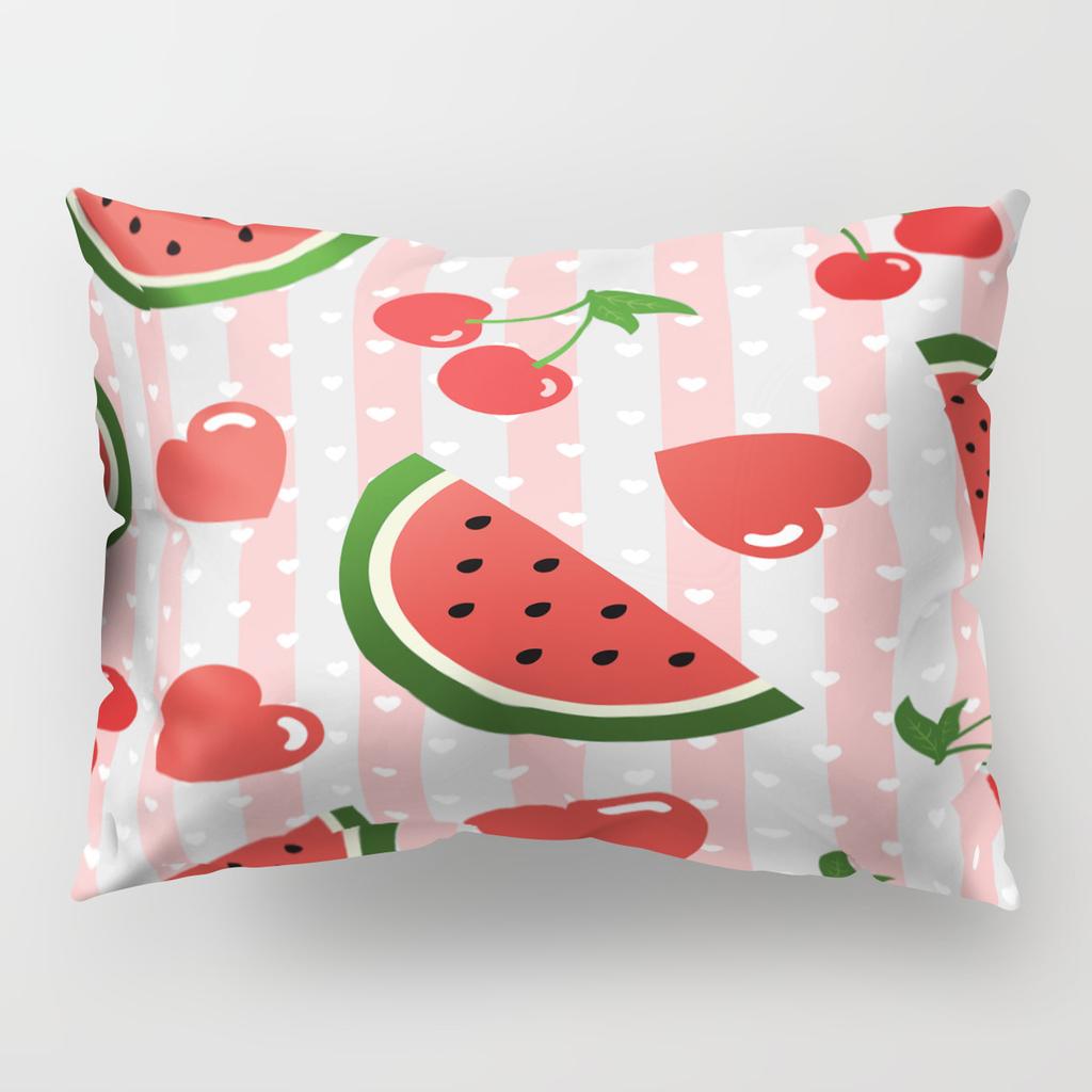 Ins Fruit Single Sided Polyester Pillow Case Watermelon Banana Pineapple Strawberry Pattern Waist Cushion Cover Bedside Pillow Case