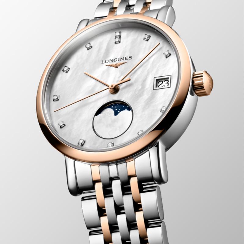 Longines Женские часы Boya серии с кварцевым механизмом, водонепроницаемость 30 метров, швейцарские часы, 30 мм, циферблат из перламутра, ремешок из нержавеющей стали L4.330.5.87.7