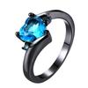 Temperament Black Gold Heart Love Ring for Women Marquise Banquet Party Ring Anniversary Gift