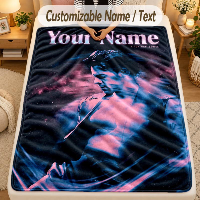 Flannel BlanketHarry Styles Custom Name Text Personalized Soft Warm Throw Blanket Home Decor Gift
