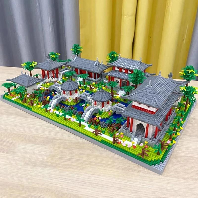 Архитектурные микро строительные блоки, модель башни, Западное озеро, деревья, сделай сам, алмазные кирпичи со световыми игрушками для детей, взрослых, подарок