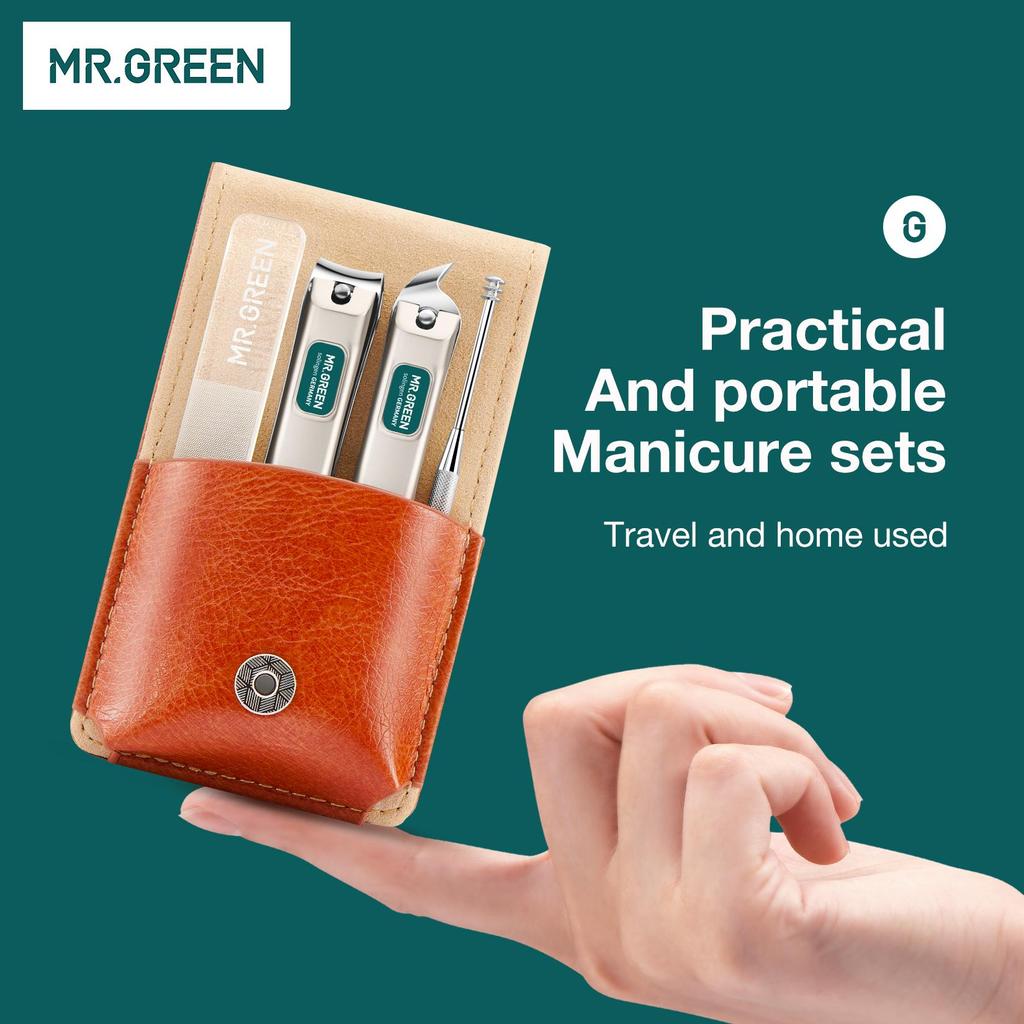 MR.GREEN Portable Manicure Set Pedicure Kit Stainless Steel Nail Clippers Tool Travel Grooming Case Gift Box Nail Scissors Set