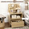 Bedside Table Nightstand with Drawer, Niche and Storage Shelves Wood Effect 45 x 35 x 73 cm Natural