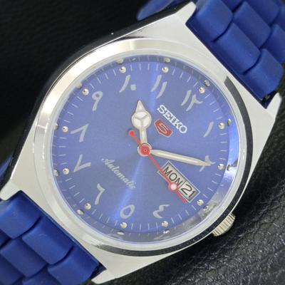 АВТОМАТИЧЕСКИЕ ВИНТАЖНЫЕ ВОССТАНОВЛЕННЫЕ ЧАСЫ SEIKO 5 JAPAN 6309A МУЖСКИЕ С СИНИМ ЦИФЕРБЛАТОМ a441302-5