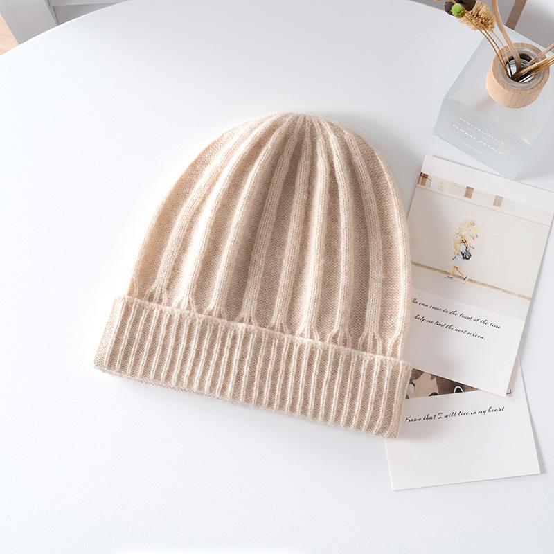 Cashmere autumn and winter cashmere thickened men's and women's children's hats pit line hats children's knitted hats