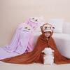 Коралловый флис мультяшный с капюшоном одеяло для сна толстая шапка милые ушки теплая накидка банное полотенце халат