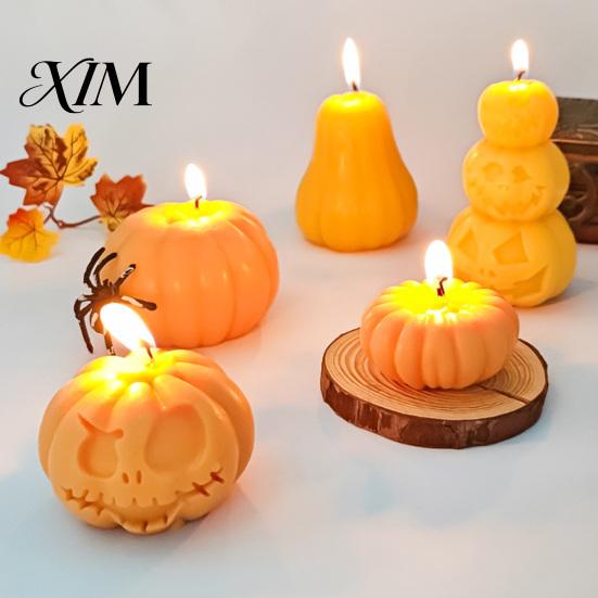 Cement Pumpkin Mold DIY Candle Silicone for Halloween, Handmade Scented Making Mold, Resin Casting Crafts Gypsum Clay Epoxy