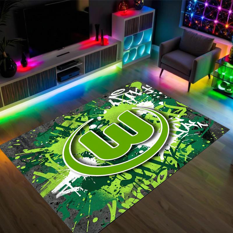VfL Wolfsburg FC Design Crystal Velvet Carpet Cozy Non?Slip Printed Rug For Bedroom Living Room Entrance