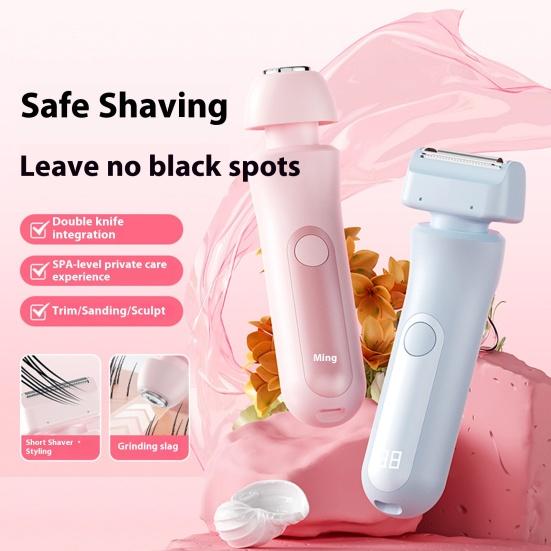 Double Heads Women Electric Shaver USB Rechargeable Waterproof Portable Face Body Bikini Area Arm Leg Hair Removal Epilator Razor Trimmer