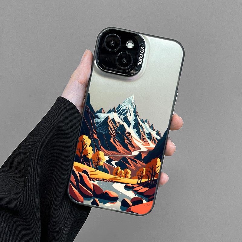 Чехол для телефона с горным пейзажем, вид на вершину, для iPhone 15 Pro Max 14 13 12 11 Pro Max Mini 15 14 Plus, противоударный, лазерная задняя крышка