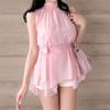 New Arrivals Open Run Women Chiffon Halterneck Top With Tie Waist Strap