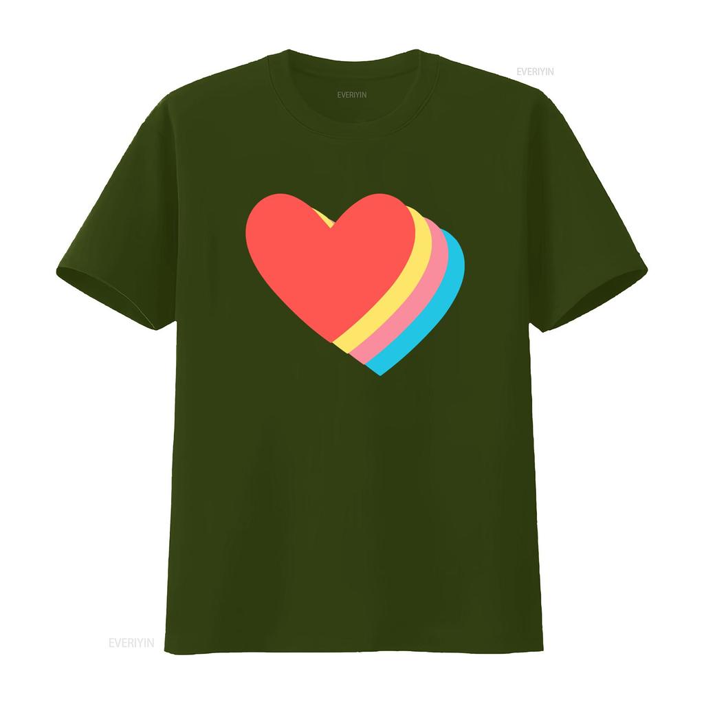 Cute Kawaii Rainbow Layered Heart Print Casual T Shirt Vintage Unisex Streetwear Stylish Graphic Soft Breathable
