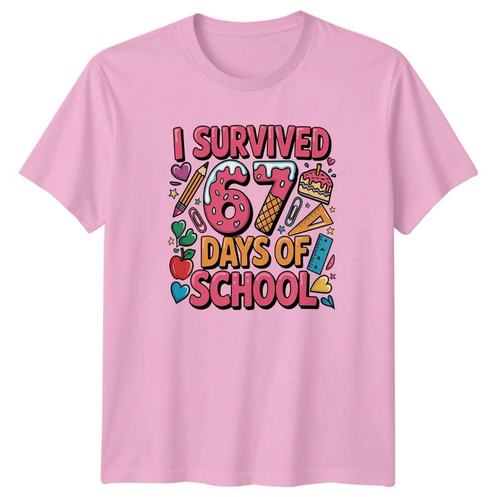 I Survived 67 Days Of TShirt 67th Day Milestone School Back To School