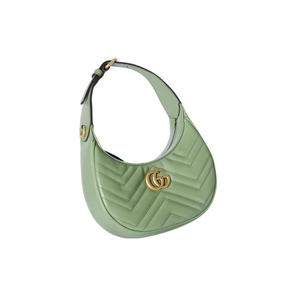 Gucci Мини сумка-хобо GG Marmont шалфейно-зеленая кожаная с стеганым узором «шеврон» через плечо для женщин, для повседневного использования
