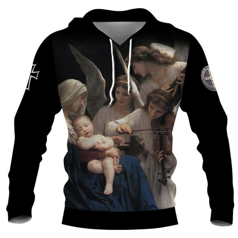 Christian Saint Lion Fashion Men's Hooded Sweatshirt 3D Street Hip-Hop High-Quality Top-Level Men's Clothing Pullover Shirt