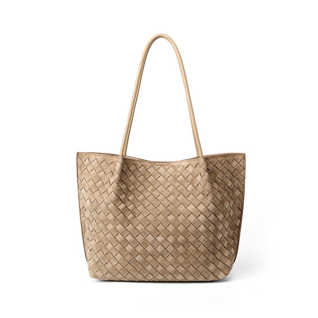 Frosted suede hand-woven bag shoulder bag women's large-capacity versatile style casual underarm tote bag