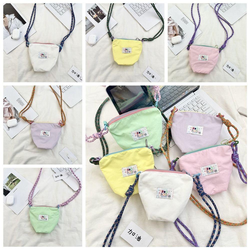 Sweet Dopamine Color Purse Candy Color Crossbody Phone Purse Fashion Canvas Bucket Bag  Students
