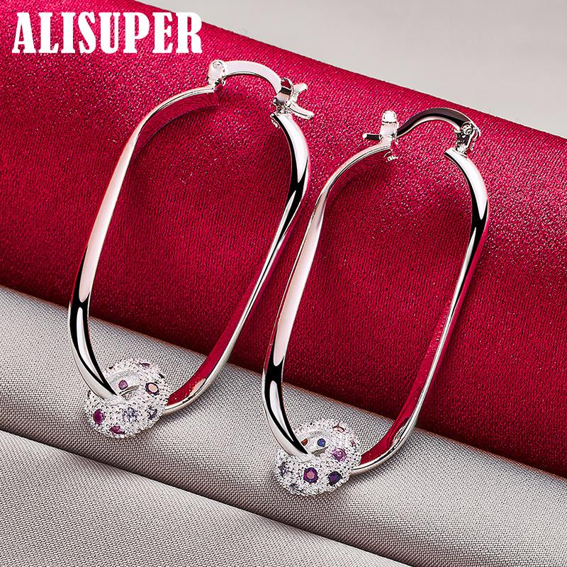 Ювелирные изделия из стерлингового серебра 925 пробы, круглые цветные серьги-кольца с цирконом ААА