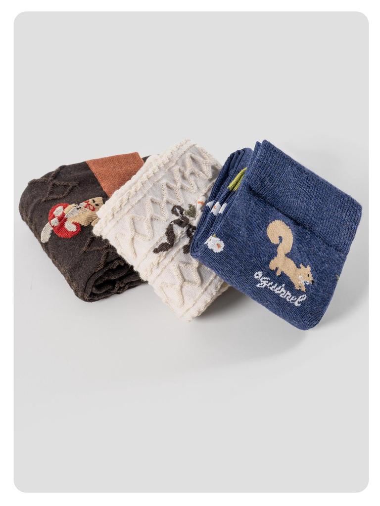 Женские носки до середины икры с цветочным принтом и бантом - 5 пар, ретро и трендовый дизайн в стиле колор-блок