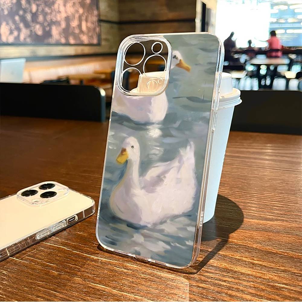 Чехол для телефона «Ленивый гусь» для iPhone 17, 16, 15, 14, 13, 12, 11 Plus, Pro Max, мягкий прозрачный чехол
