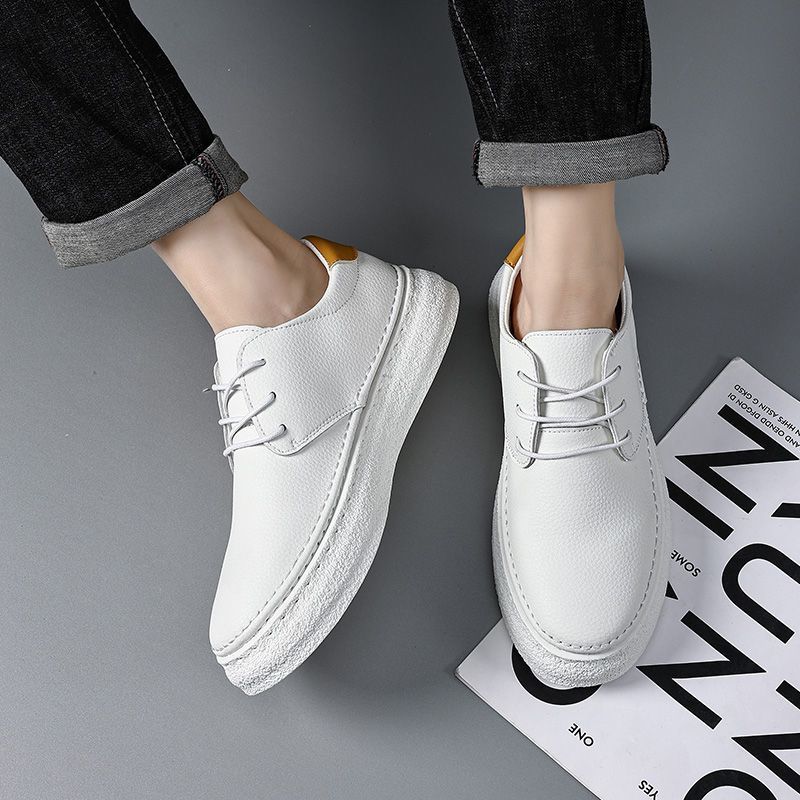 Модная черная кожаная обувь для мужчин Однотонная увеличивающая рост Нескользящая Летняя распродажа Мода 2025 Тренд Классическая Оригинальная На мужчине Повседневная обувь