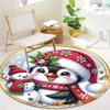 1pc Soft, Absorbent & Non-Slip Cute Penguin and Snowman Round Rug, Perfect for Entryway, Living Room, Bedroom Decor, Machine Washable Flanne