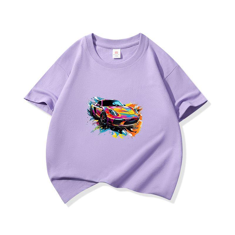 Graffiti Sports Car Graphic Tee Kids 100 Cotton Crew Neck Muticolor T Shirt Short Sleeve Breathable Top For Boys Girls Children