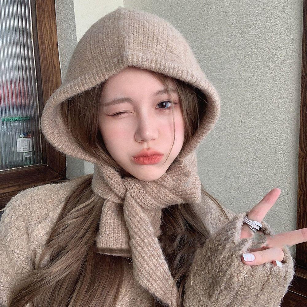 Thickened Knitted Cap Warm Ear Protection Cap Fashion Bomber Hat for Women