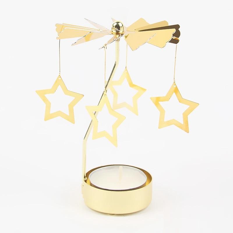 Gol2026 Christmas Tree Snowman Santa Birthday Angel Fairy Spinning Rotating Carousel Candle Holder Tealight Drop Shipping
