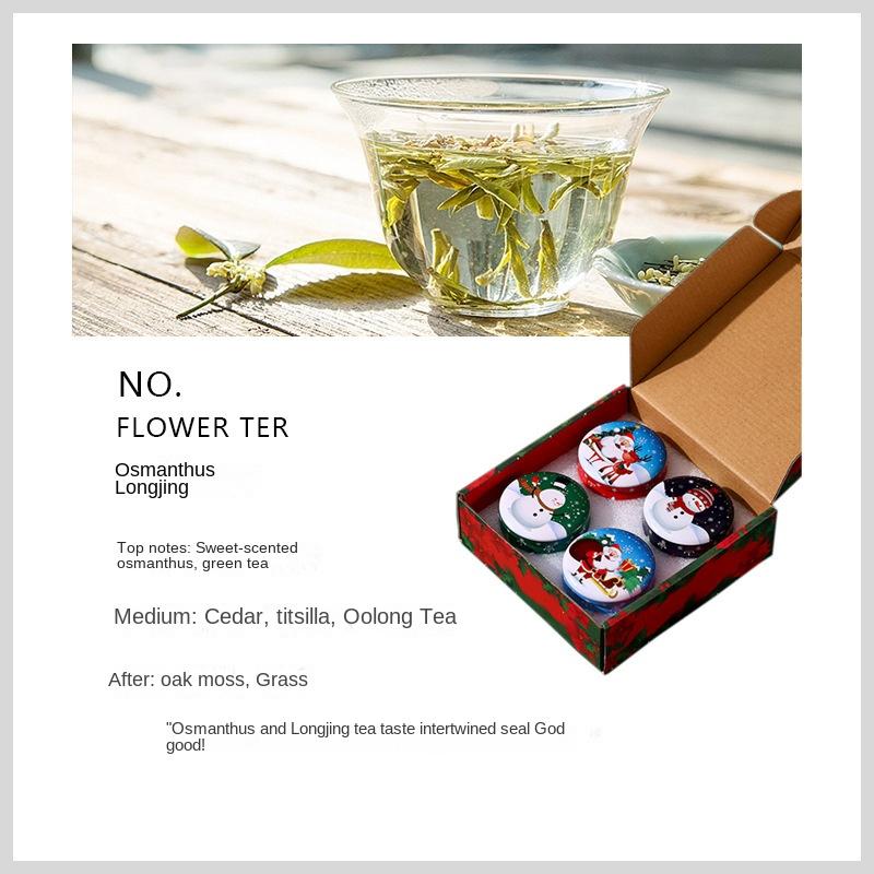 Рождественская жестяная банка свеча праздничный подарок рождественский подарочный набор из четырех сувенирных ароматизаторов