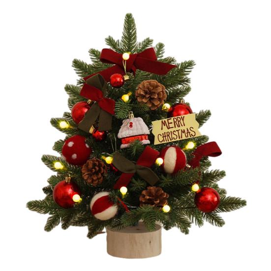 Мини-елка 45 см, светящаяся настольная искусственная рождественская сосна, работающая от батареек, маленькая