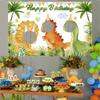 Dinosaur Birthday Backdrop Safari Jungle Forest Happy Birthday Party Animal Cartoon Kids Photo Background Banner Decorations